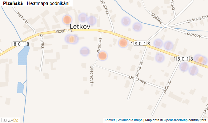 Mapa Plzeňská - Firmy v ulici.