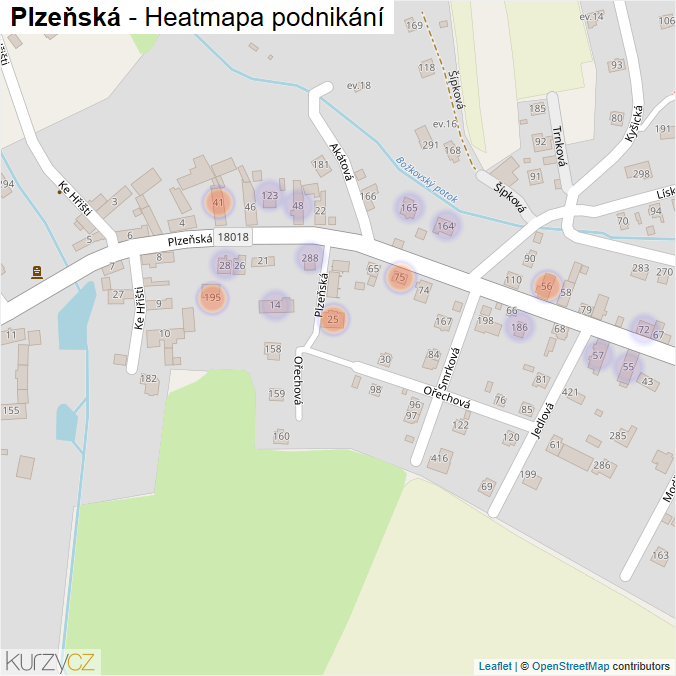 Mapa Plzeňská - Firmy v ulici.