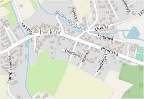 Smrková v obci Letkov - mapa ulice