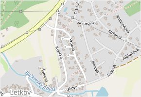 Vrbová v obci Letkov - mapa ulice