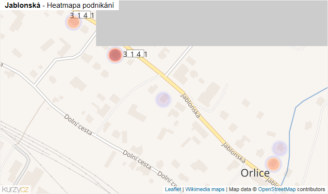 Mapa Jablonská - Firmy v ulici.