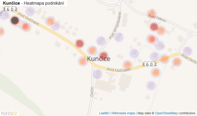 Mapa Kunčice - Firmy v části obce.