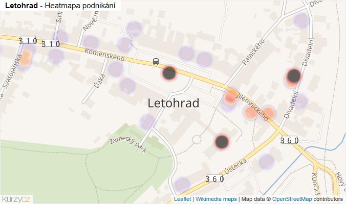 Mapa Letohrad - Firmy v části obce.