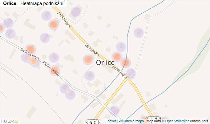 Mapa Orlice - Firmy v části obce.