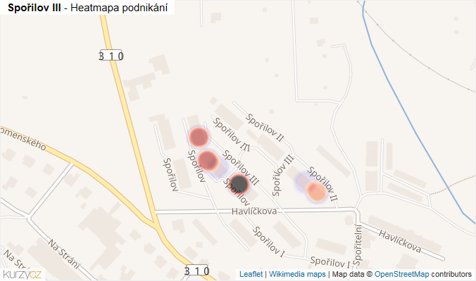 Mapa Spořilov III - Firmy v ulici.