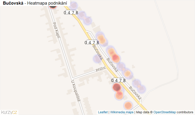 Mapa Bučovská - Firmy v ulici.