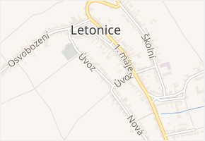 Úvoz v obci Letonice - mapa ulice