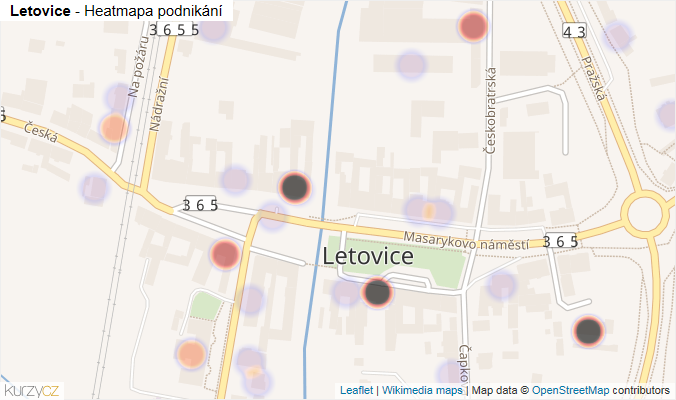 Mapa Letovice - Firmy v části obce.
