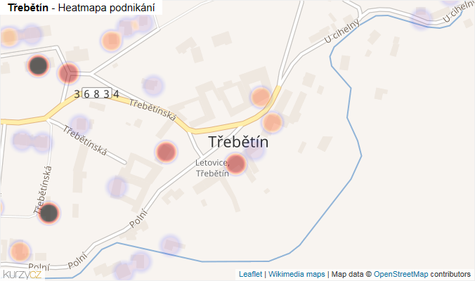 Mapa Třebětín - Firmy v části obce.