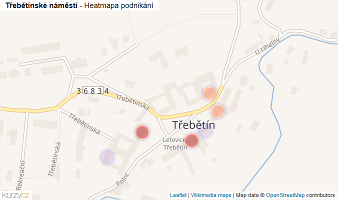 Mapa Třebětínské náměstí - Firmy v ulici.