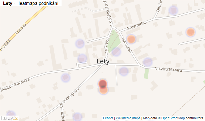 Mapa Lety - Firmy v části obce.