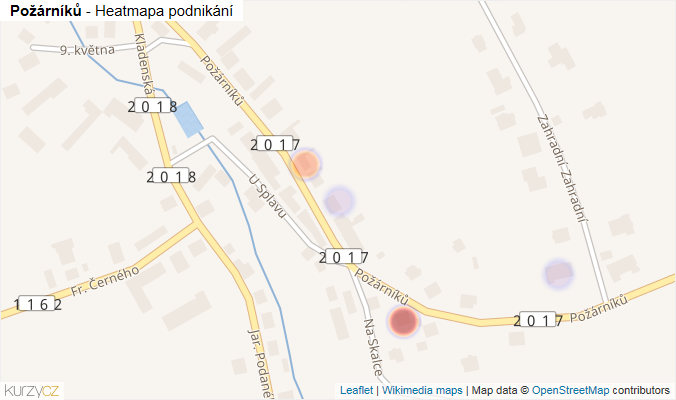 Mapa Požárníků - Firmy v ulici.