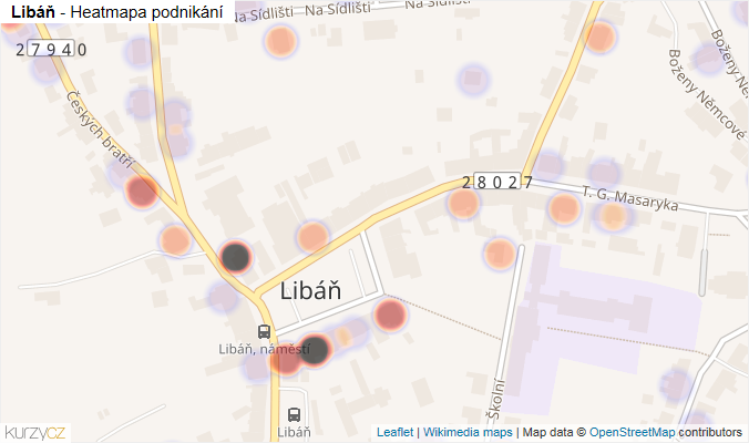 Mapa Libáň - Firmy v části obce.