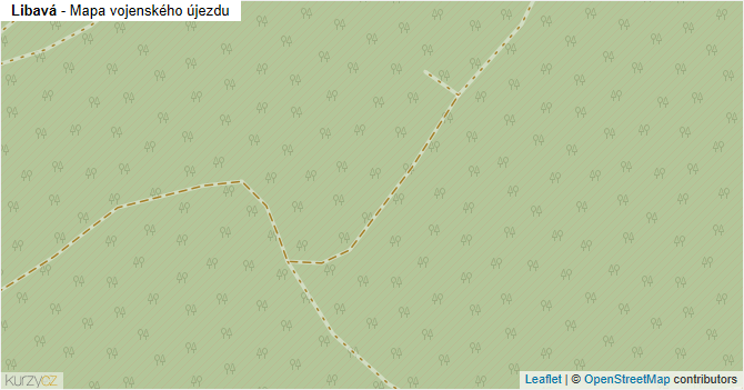 Libavá - mapa vojenského újezdu