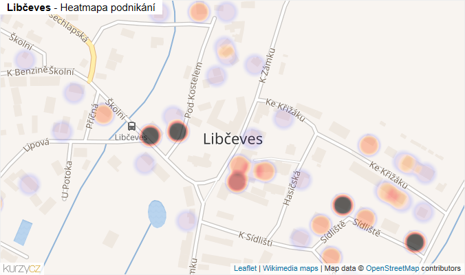 Mapa Libčeves - Firmy v části obce.