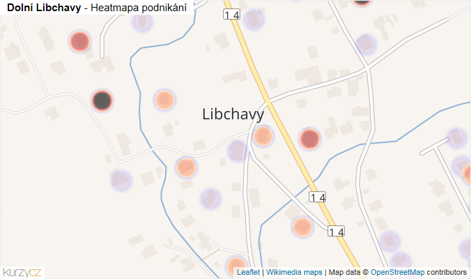 Mapa Dolní Libchavy - Firmy v části obce.