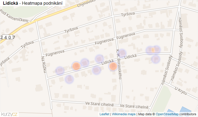 Mapa Lidická - Firmy v ulici.