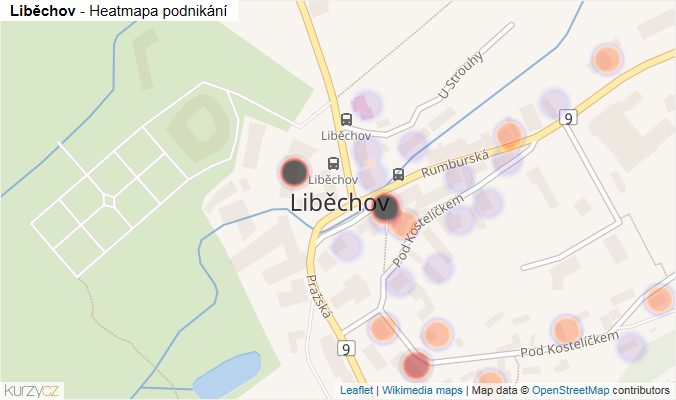 Mapa Liběchov - Firmy v části obce.