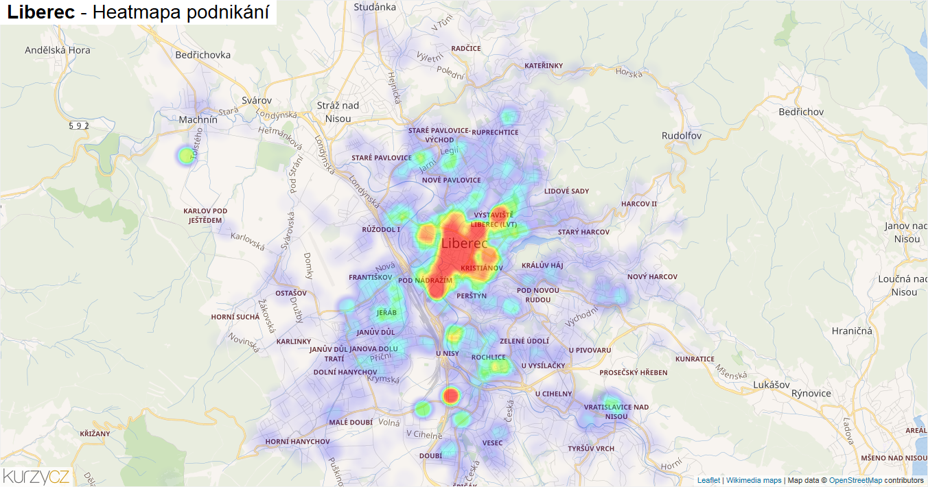 Liberec - mapa podnikání