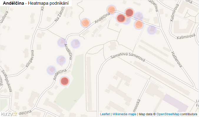 Mapa Andělčina - Firmy v ulici.