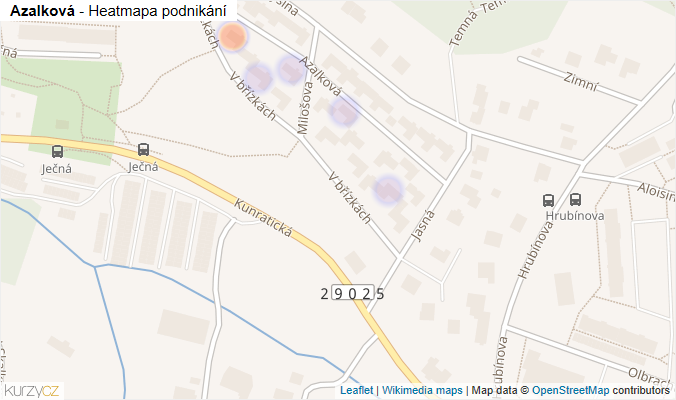 Mapa Azalková - Firmy v ulici.