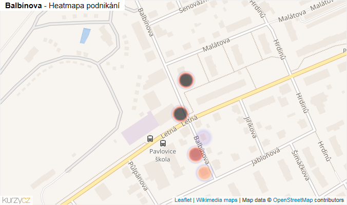 Mapa Balbínova - Firmy v ulici.