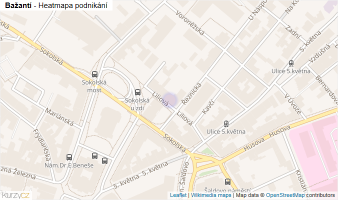 Mapa Bažantí - Firmy v ulici.