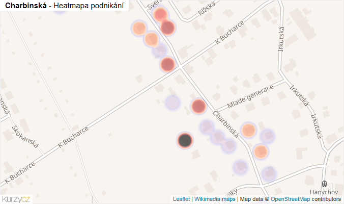 Mapa Charbinská - Firmy v ulici.
