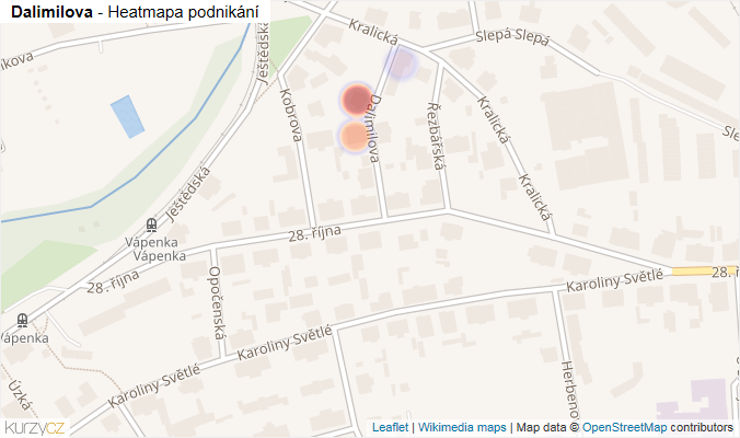 Mapa Dalimilova - Firmy v ulici.