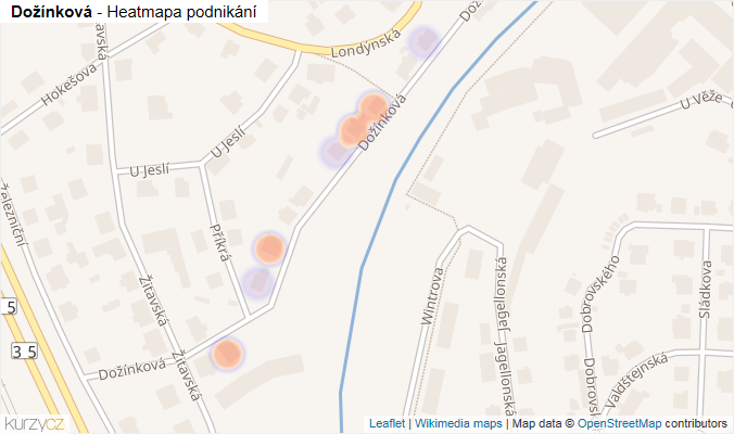 Mapa Dožínková - Firmy v ulici.