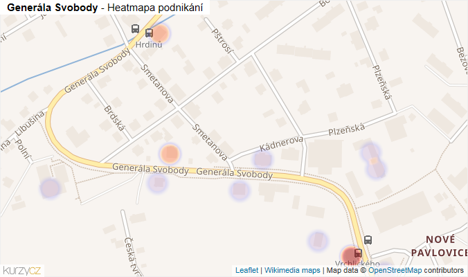 Mapa Generála Svobody - Firmy v ulici.