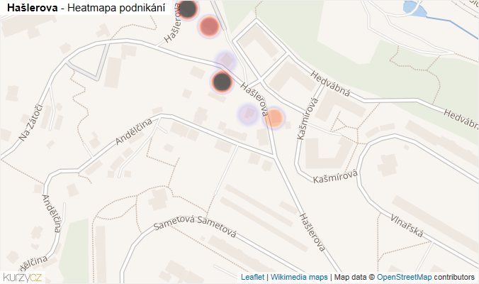 Mapa Hašlerova - Firmy v ulici.