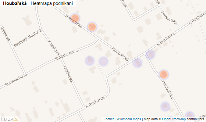 Mapa Houbařská - Firmy v ulici.