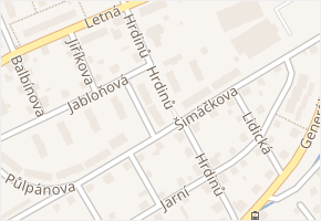 Hrdinů v obci Liberec - mapa ulice