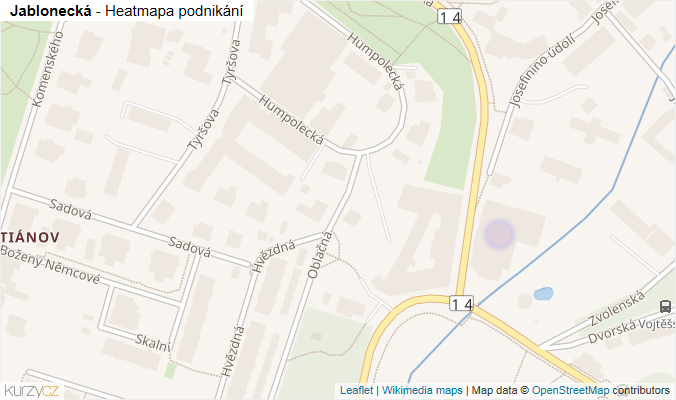 Mapa Jablonecká - Firmy v ulici.