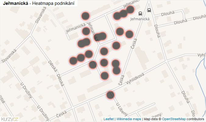 Mapa Jeřmanická - Firmy v ulici.