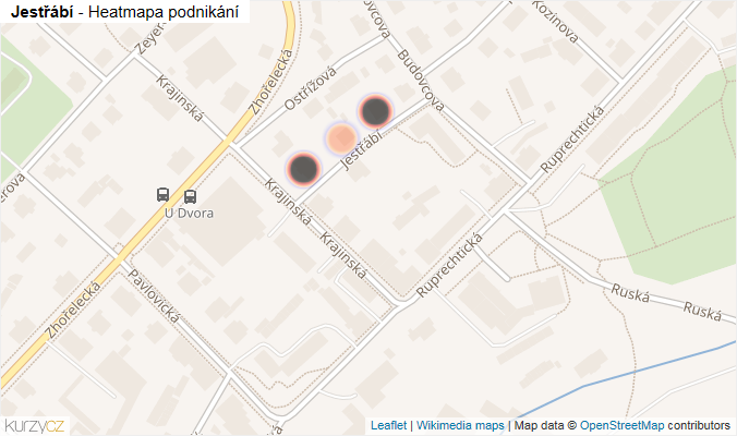 Mapa Jestřábí - Firmy v ulici.