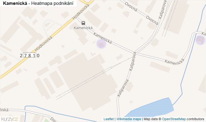 Mapa Kamenická - Firmy v ulici.