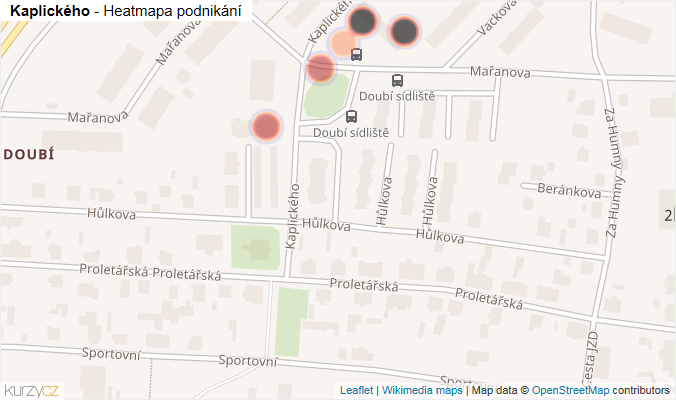 Mapa Kaplického - Firmy v ulici.