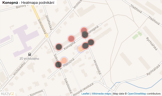 Mapa Konopná - Firmy v ulici.