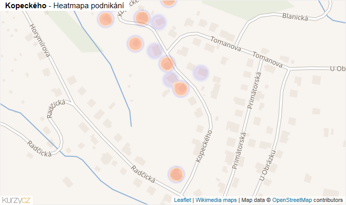 Mapa Kopeckého - Firmy v ulici.