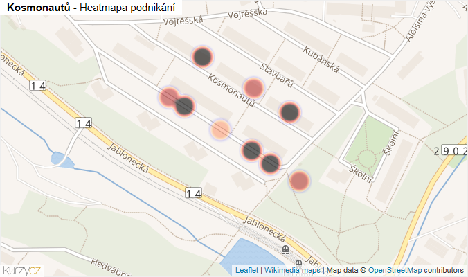 Mapa Kosmonautů - Firmy v ulici.
