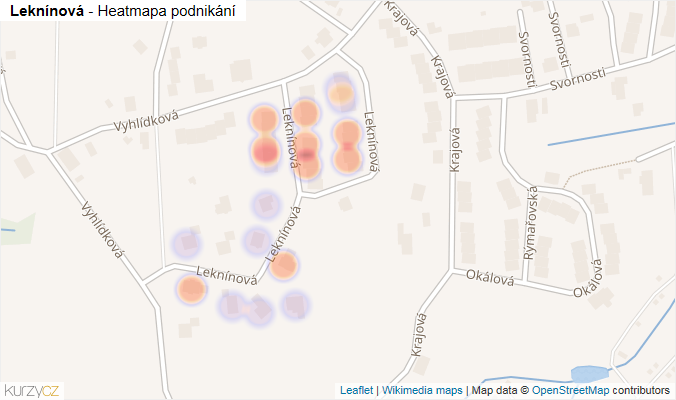 Mapa Leknínová - Firmy v ulici.