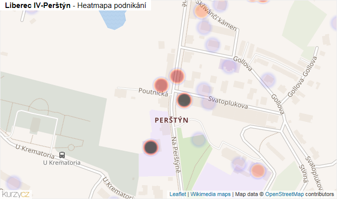 Mapa Liberec IV-Perštýn - Firmy v části obce.
