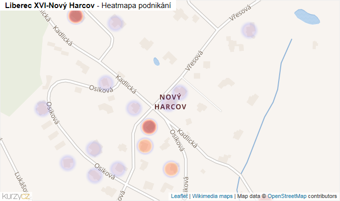 Mapa Liberec XVI-Nový Harcov - Firmy v části obce.