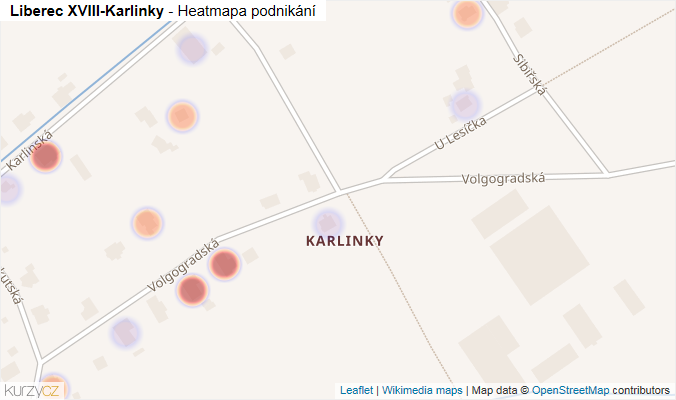 Mapa Liberec XVIII-Karlinky - Firmy v části obce.