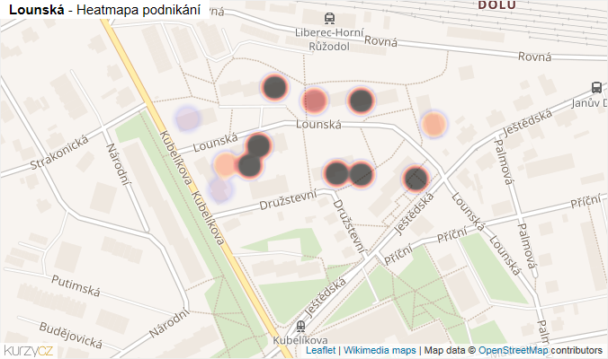 Mapa Lounská - Firmy v ulici.