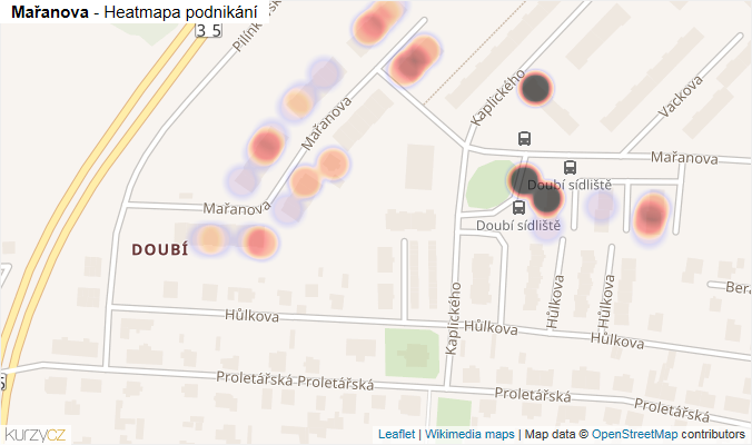 Mapa Mařanova - Firmy v ulici.