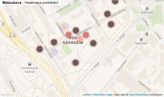 Mapa Matoušova - Firmy v ulici.