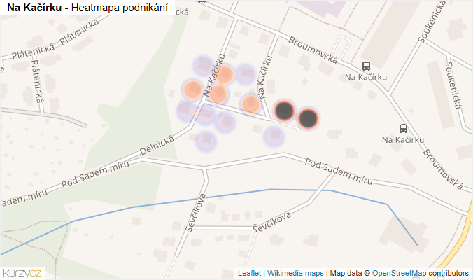 Mapa Na Kačírku - Firmy v ulici.